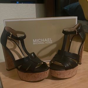 Michael Kors Mercer Leather Cork Heels